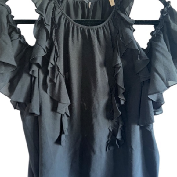 Rebecca Taylor Ruffle Silk Tank Top Black Size 12 Retail $250 Feminine - Picture 7 of 12